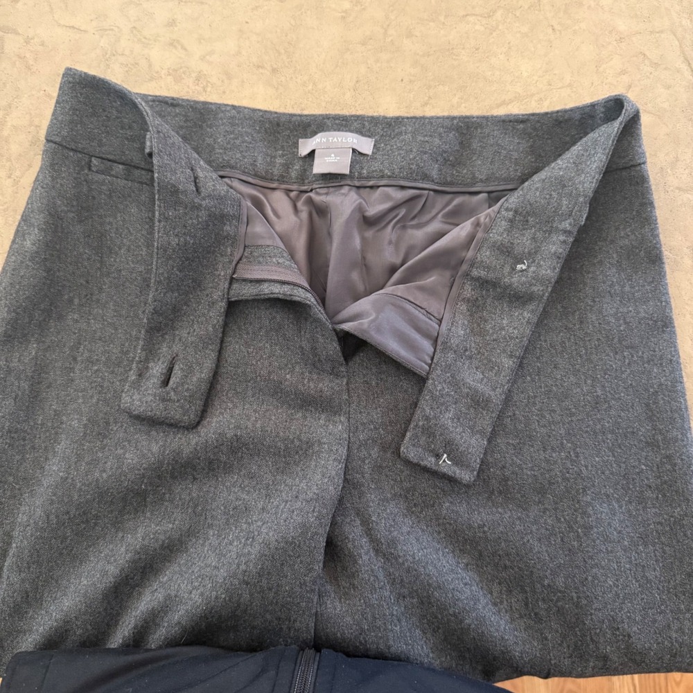 Ann Taylor Womens Gray Wool Cashmere Blend Wide Leg Dress Pants Trousers Size 4 - Picture 7 of 11